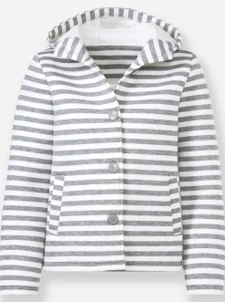 Jacken|heine Sweatjacke steingrau-ecru-geringelt