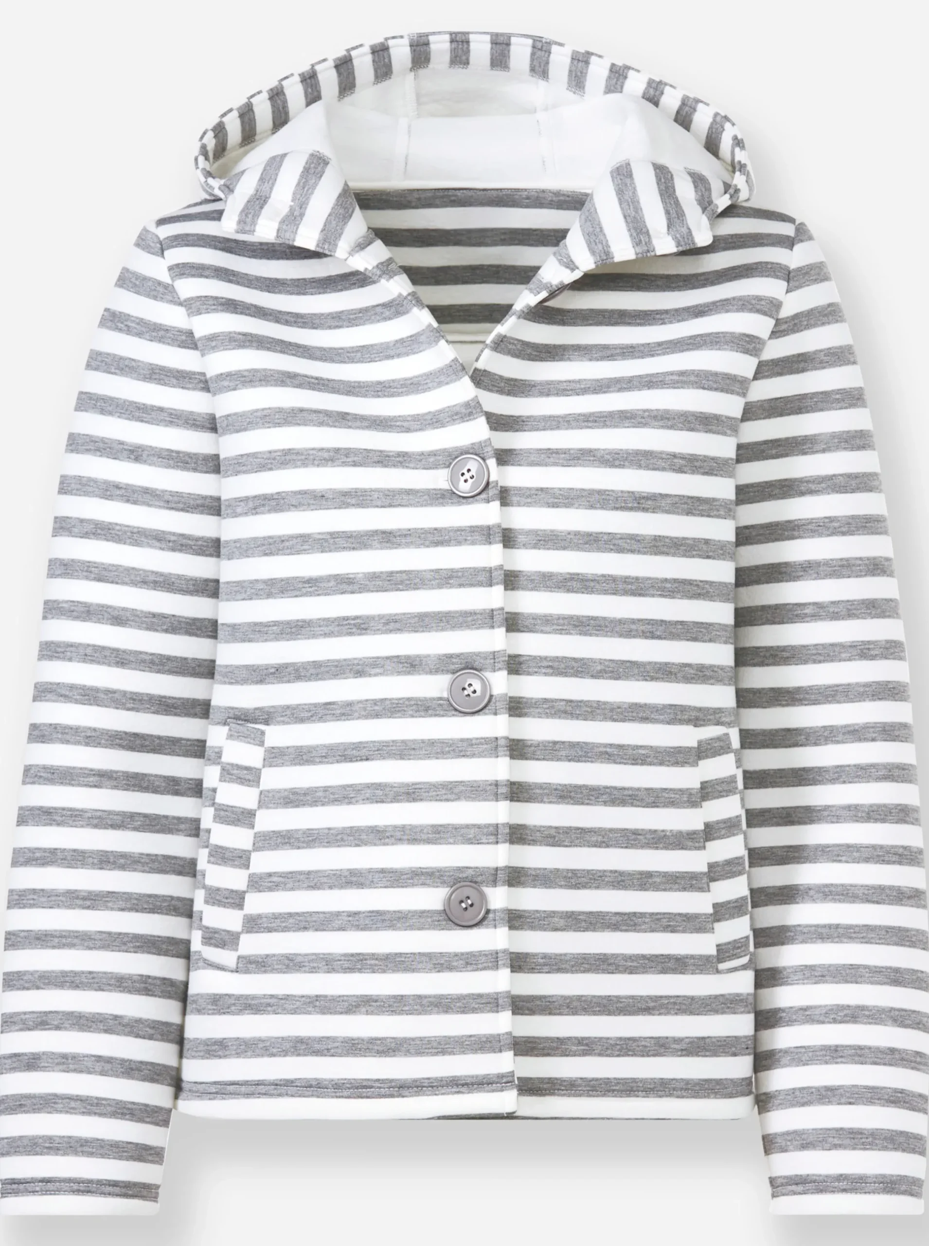 Jacken|heine Sweatjacke steingrau-ecru-geringelt