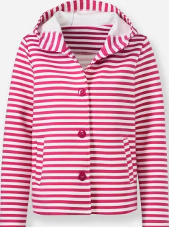 Jacken|heine Sweatjacke pink-ecru-geringelt