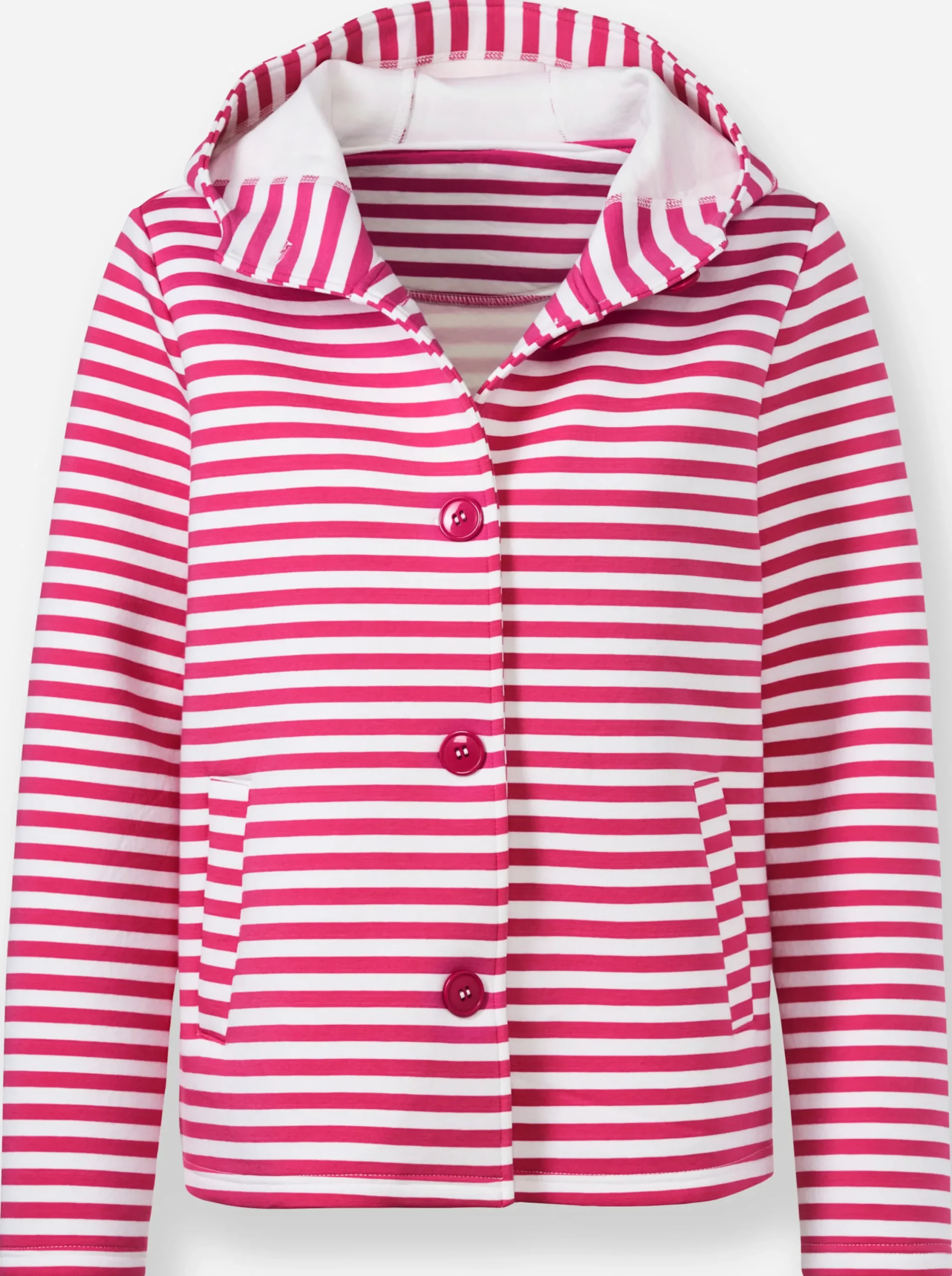 Jacken|heine Sweatjacke pink-ecru-geringelt