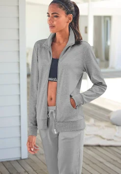 Jacken| Sweatjacke hellgrau-melange