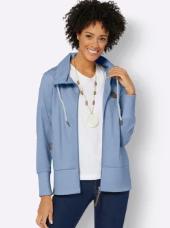 Jacken| Sweatjacke aus reiner Baumwolle bleu