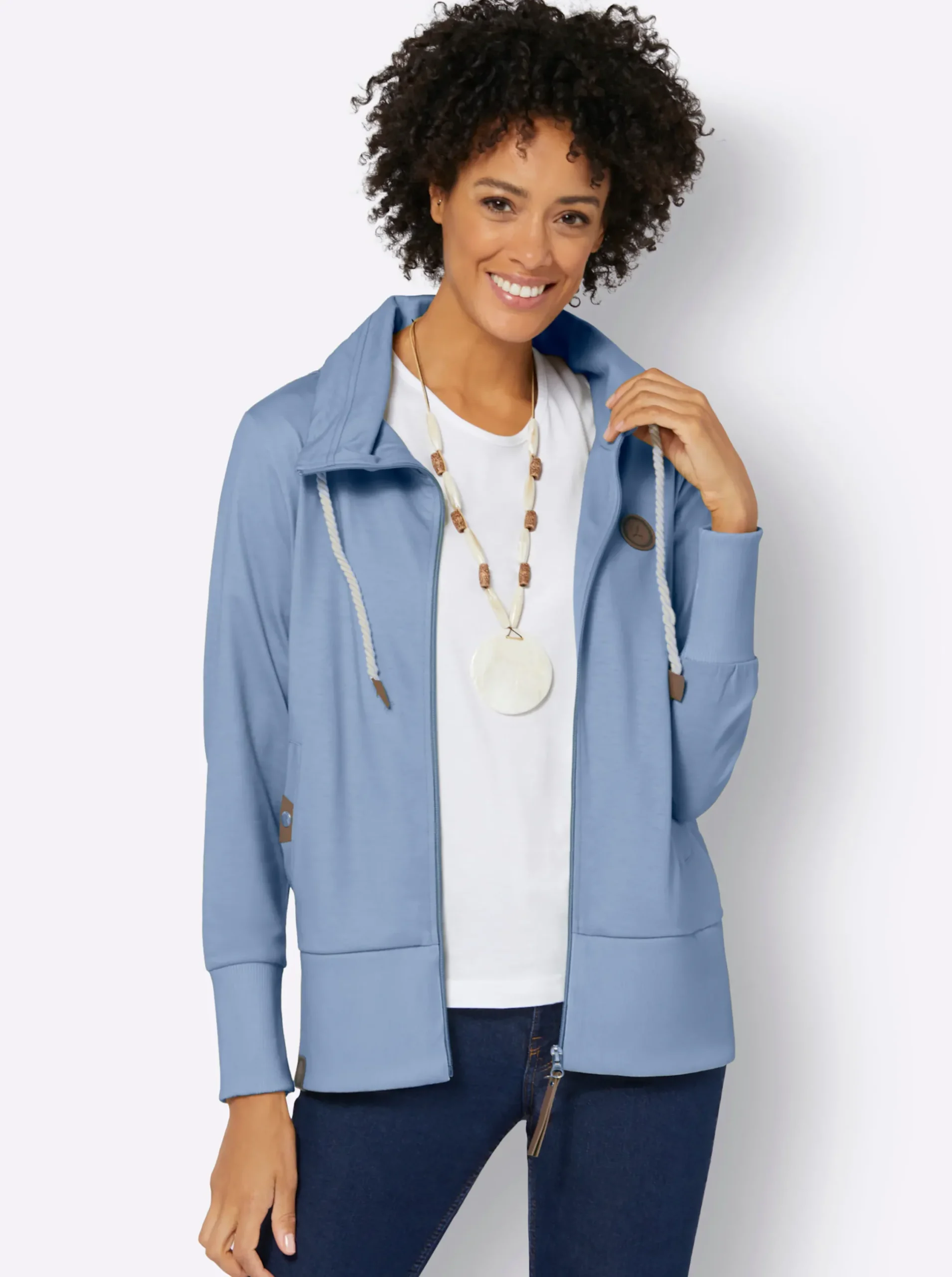 Jacken| Sweatjacke aus reiner Baumwolle bleu