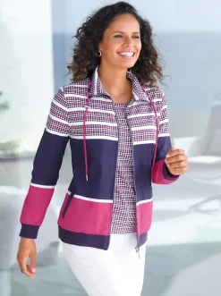 Jacken| Sweatjacke im Muster-Mix marine-fuchsia