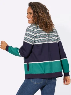 Jacken| Sweatjacke im Muster-Mix marine-smaragd