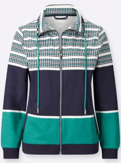 Jacken| Sweatjacke im Muster-Mix marine-smaragd