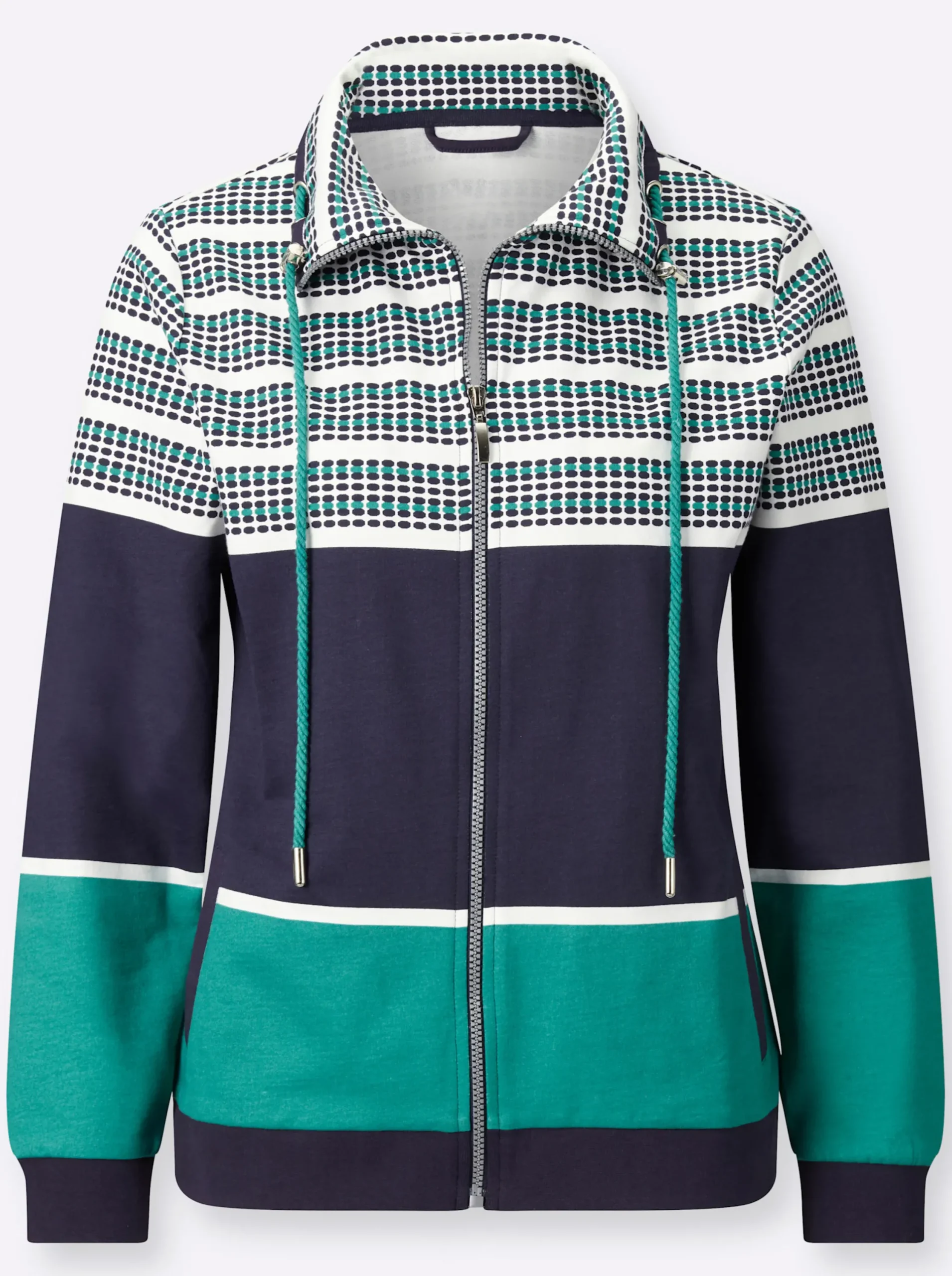 Jacken| Sweatjacke im Muster-Mix marine-smaragd