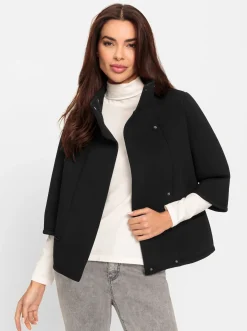 Jacken|heine Sweatjacke in Neopren-Optik schwarz