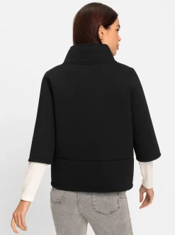 Jacken|heine Sweatjacke in Neopren-Optik schwarz