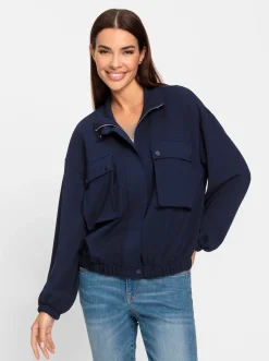 Jacken|heine Sweatjacke mit Blasebalg-Taschen marine