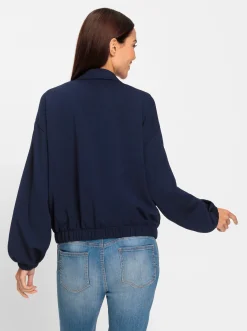 Jacken|heine Sweatjacke mit Blasebalg-Taschen marine