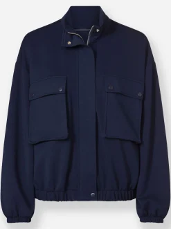 Jacken|heine Sweatjacke mit Blasebalg-Taschen marine