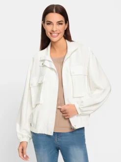 Jacken|heine Sweatjacke mit Blasebalg-Taschen ecru