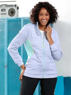 Jacken|Catamaran Sports Sweatjacke mit Mesh-Einsätzen taubenblau-meliert