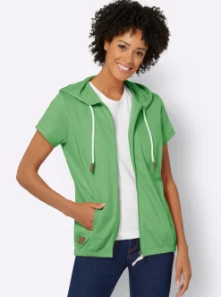 Jacken| Sweatjacke mit Nahttaschen apfel