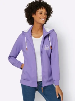 Jacken| Sweatjacke mit Rippenbündchen lavendel