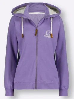 Jacken| Sweatjacke mit Rippenbündchen lavendel