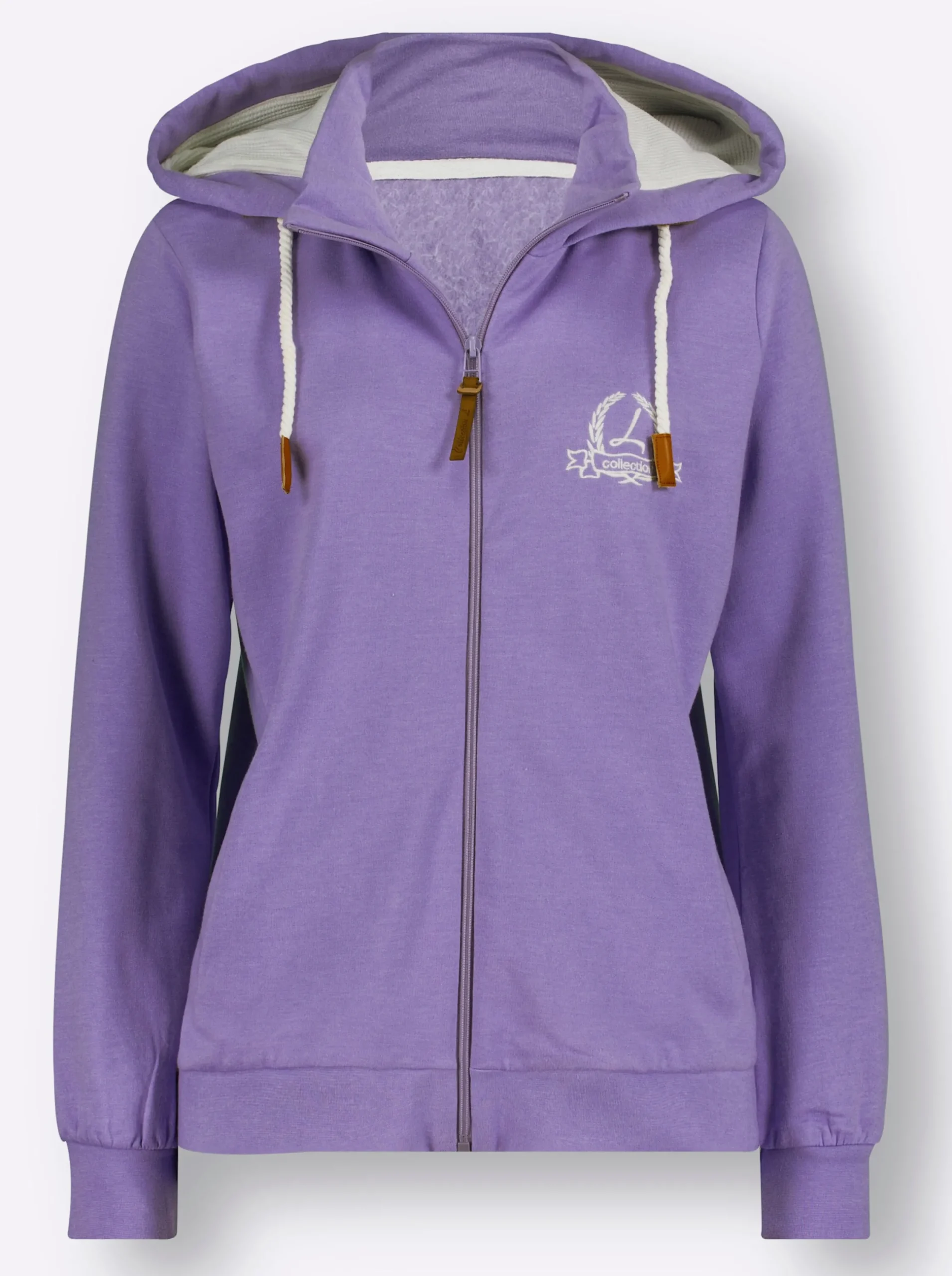 Jacken| Sweatjacke mit Rippenbündchen lavendel