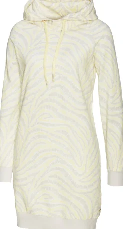 Homewear|Homewear|LASCANA Sweatkleid hellgelb-hellgrau-gemustert