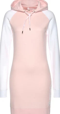 Homewear|Kleider| Sweatkleid weiß-rosa