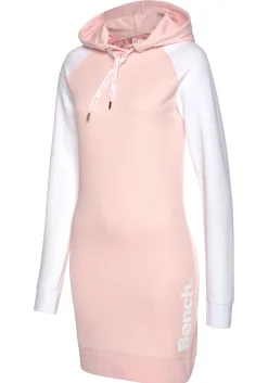 Homewear|Kleider| Sweatkleid weiß-rosa