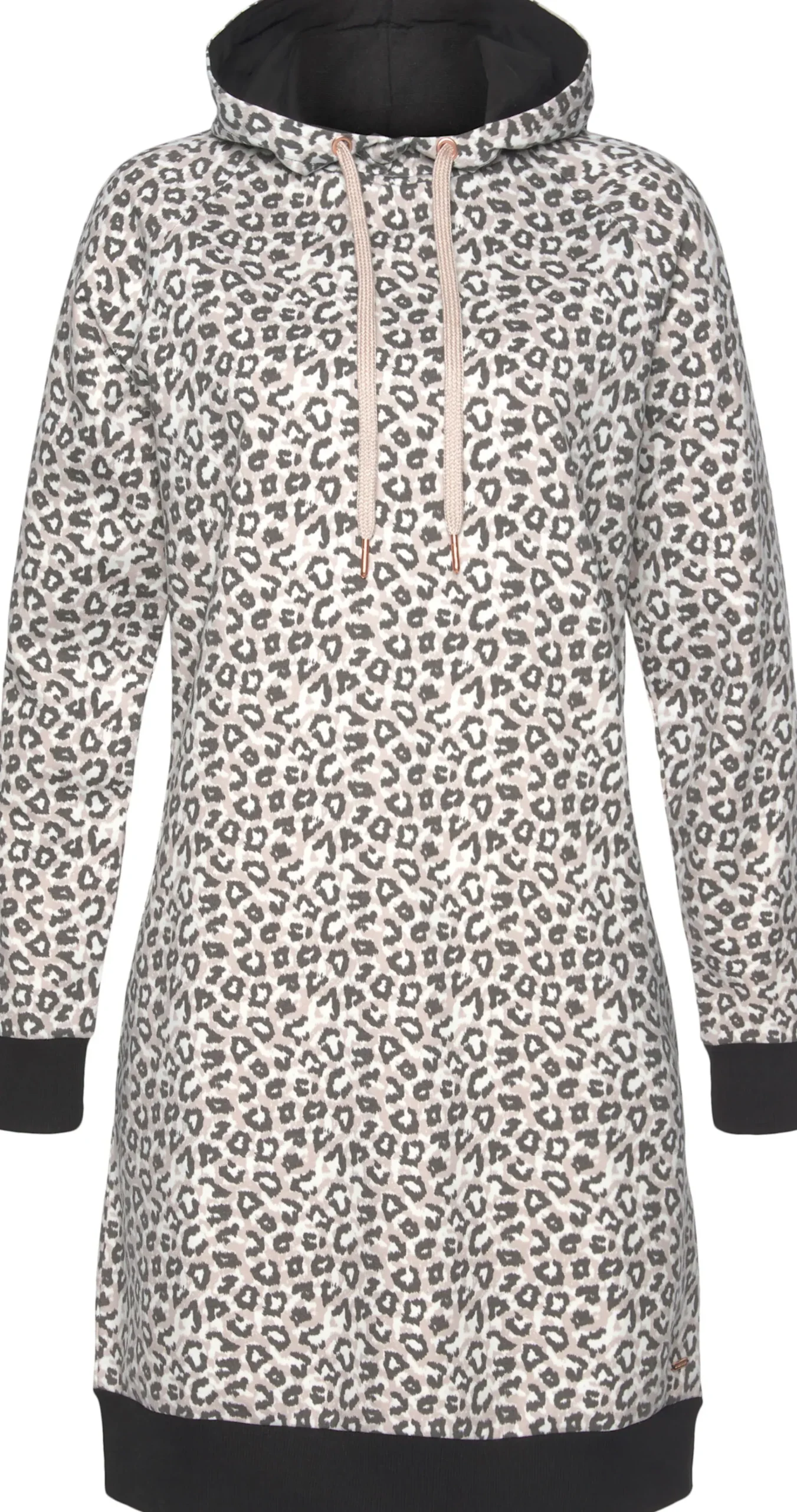 Kleider|LASCANA Sweatkleid beige-schwarz
