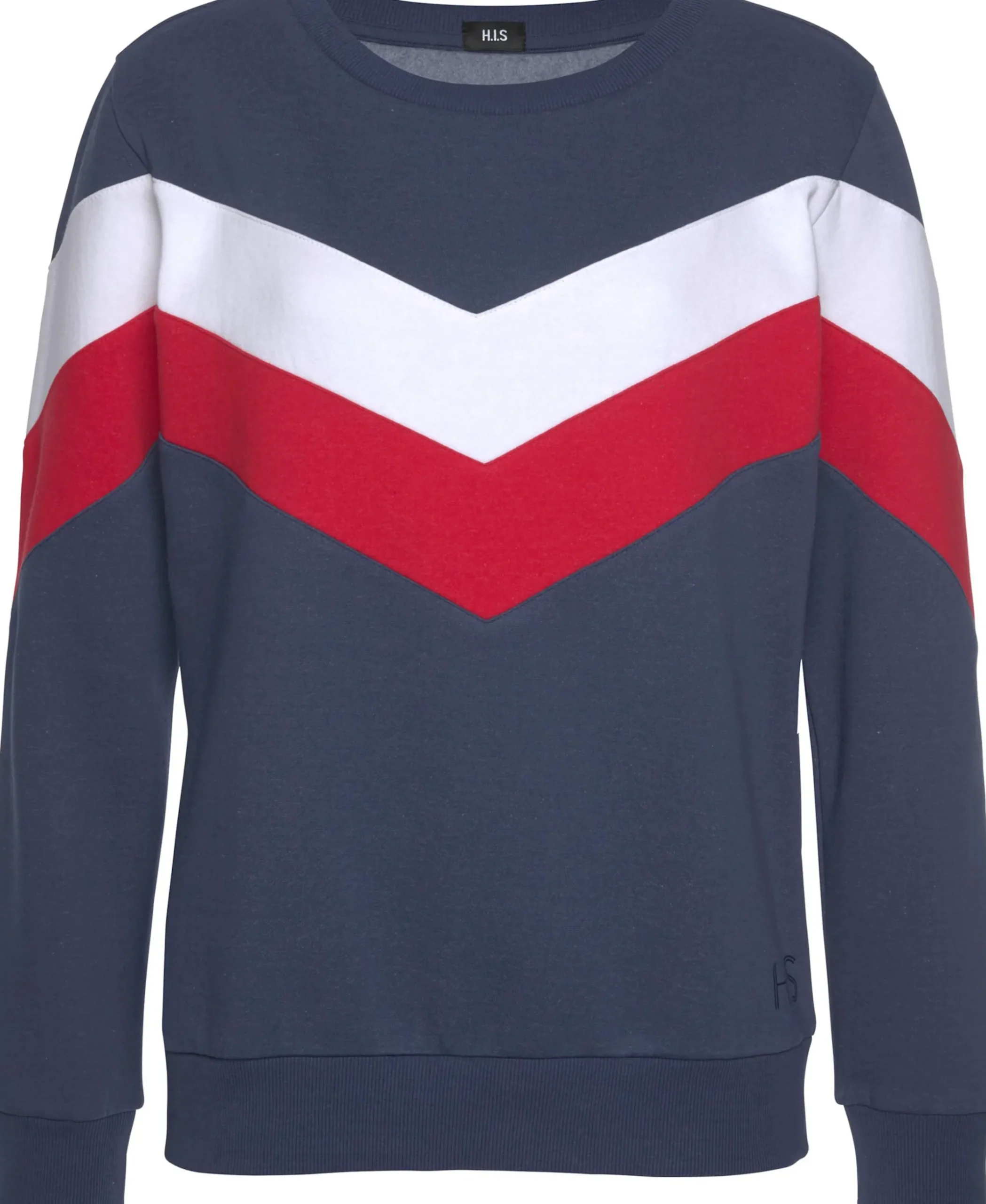 Pullover|H.I.S Sweatshirt marine-rot-weiß