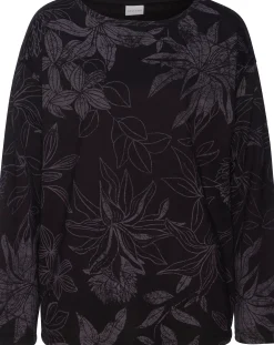 Shirts|LASCANA Sweatshirt schwarz-gemustert