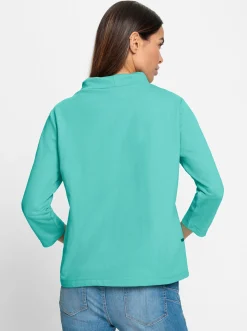 Shirts|heine Sweatshirt blaugrün-weiß-bedruckt