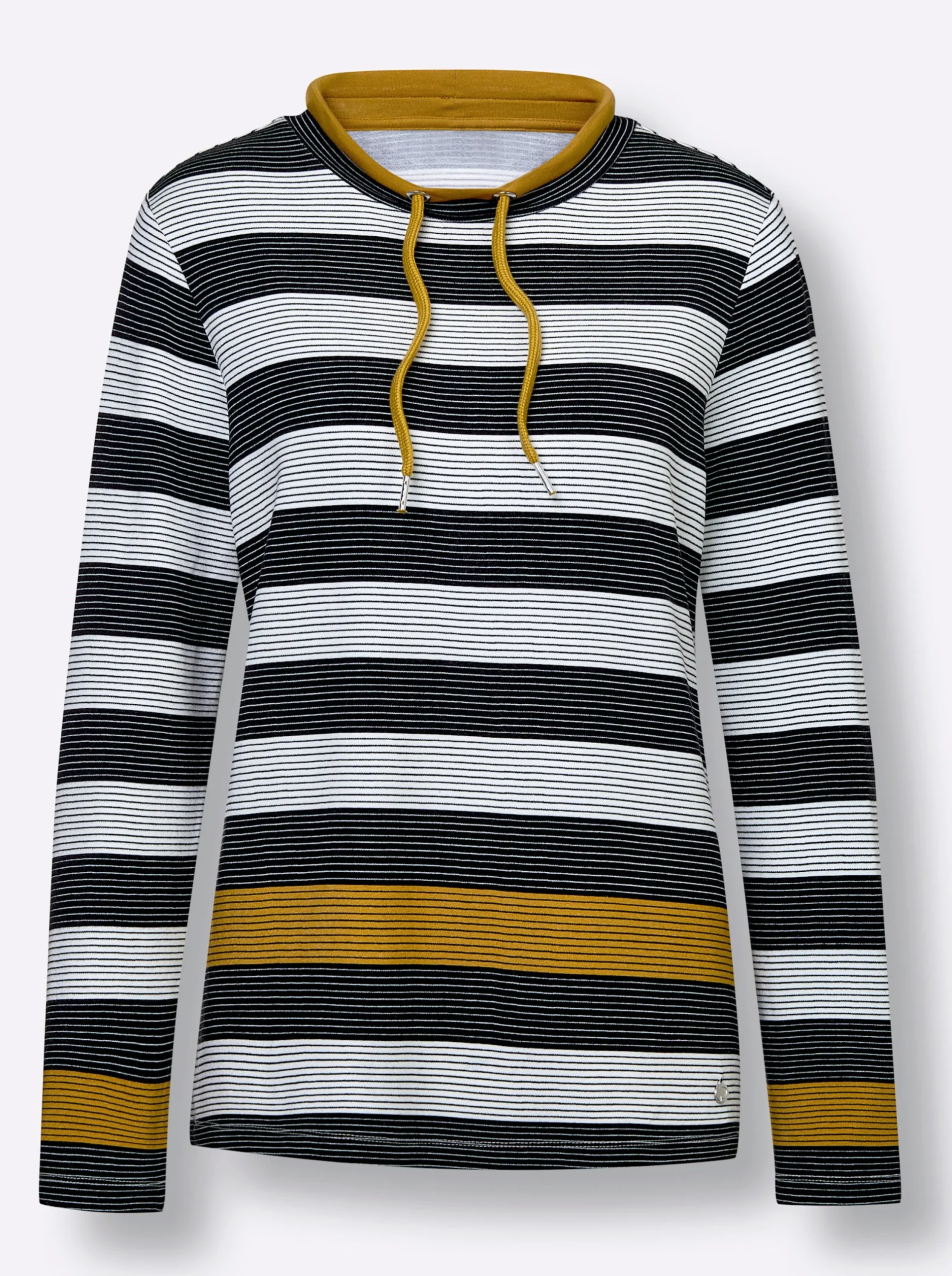 Shirts|CREATION L PREMIUM Sweatshirt schwarz-ocker-gestreift