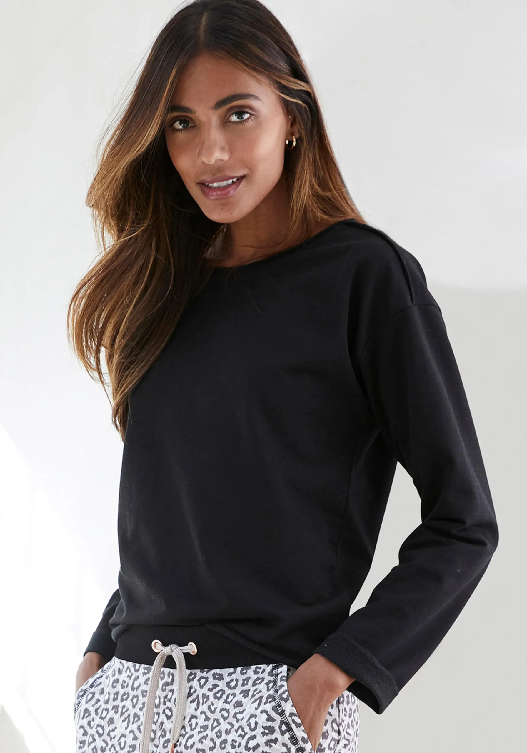 Pullover|Shirts|LASCANA Sweatshirt schwarz