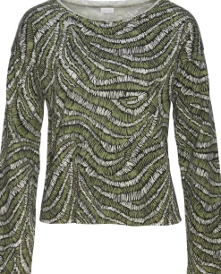 Pullover|Shirts|LASCANA Sweatshirt schwarz-gemustert