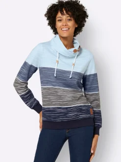 Pullover|Shirts| Sweatshirt marine-hellblau-bedruckt