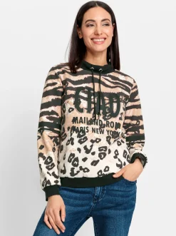 Pullover|heine Sweatshirt schwarz-camel-bedruckt