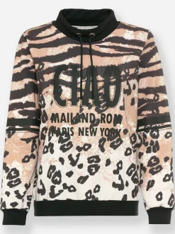Pullover|heine Sweatshirt schwarz-camel-bedruckt