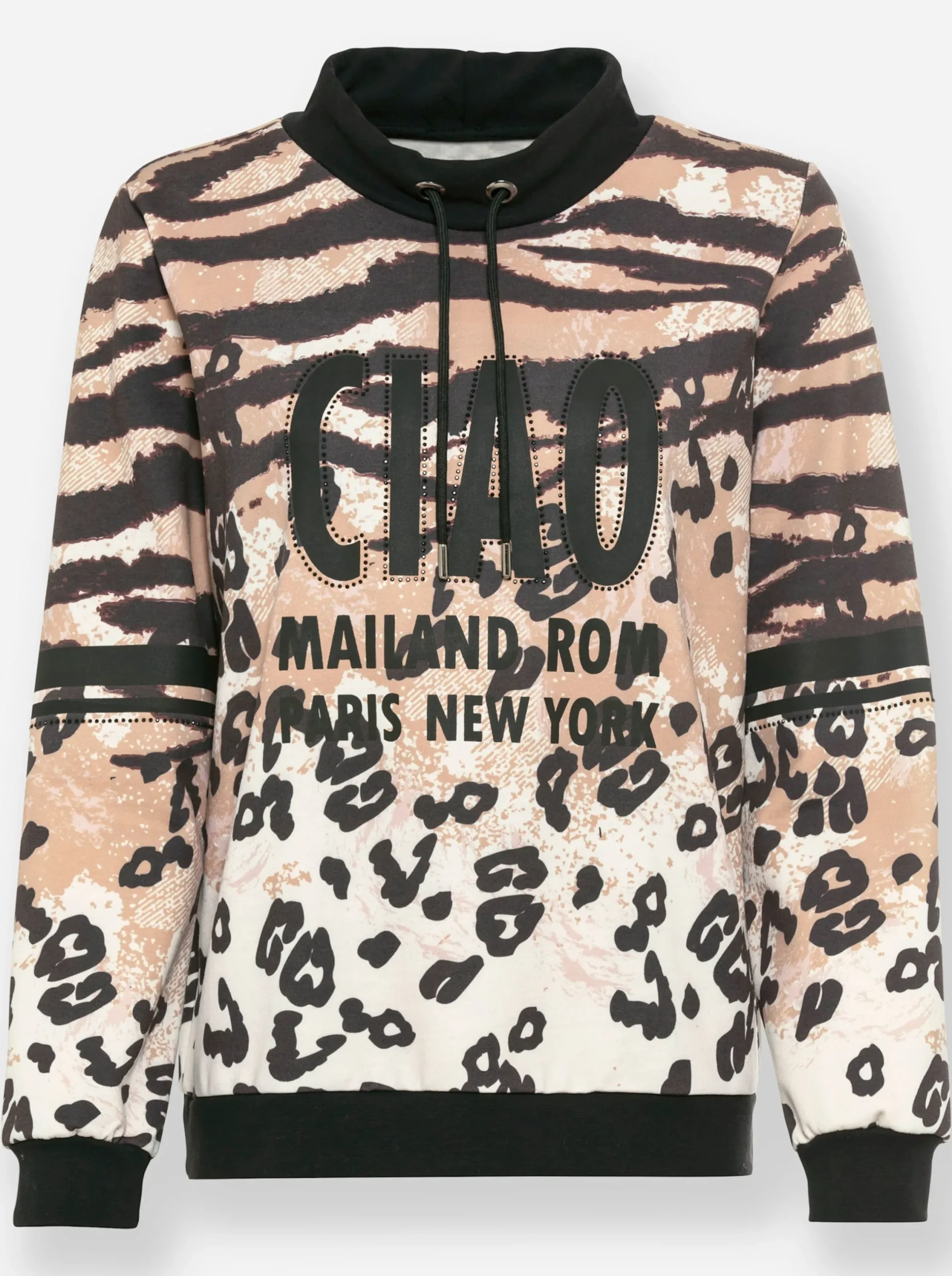 Pullover|heine Sweatshirt schwarz-camel-bedruckt