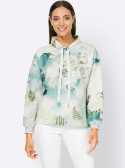Pullover|heine Sweatshirt im Batik-Look salbei-ecru-bedruckt