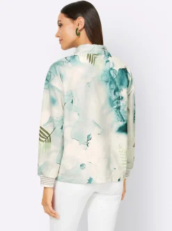 Pullover|heine Sweatshirt im Batik-Look salbei-ecru-bedruckt