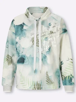 Pullover|heine Sweatshirt im Batik-Look salbei-ecru-bedruckt