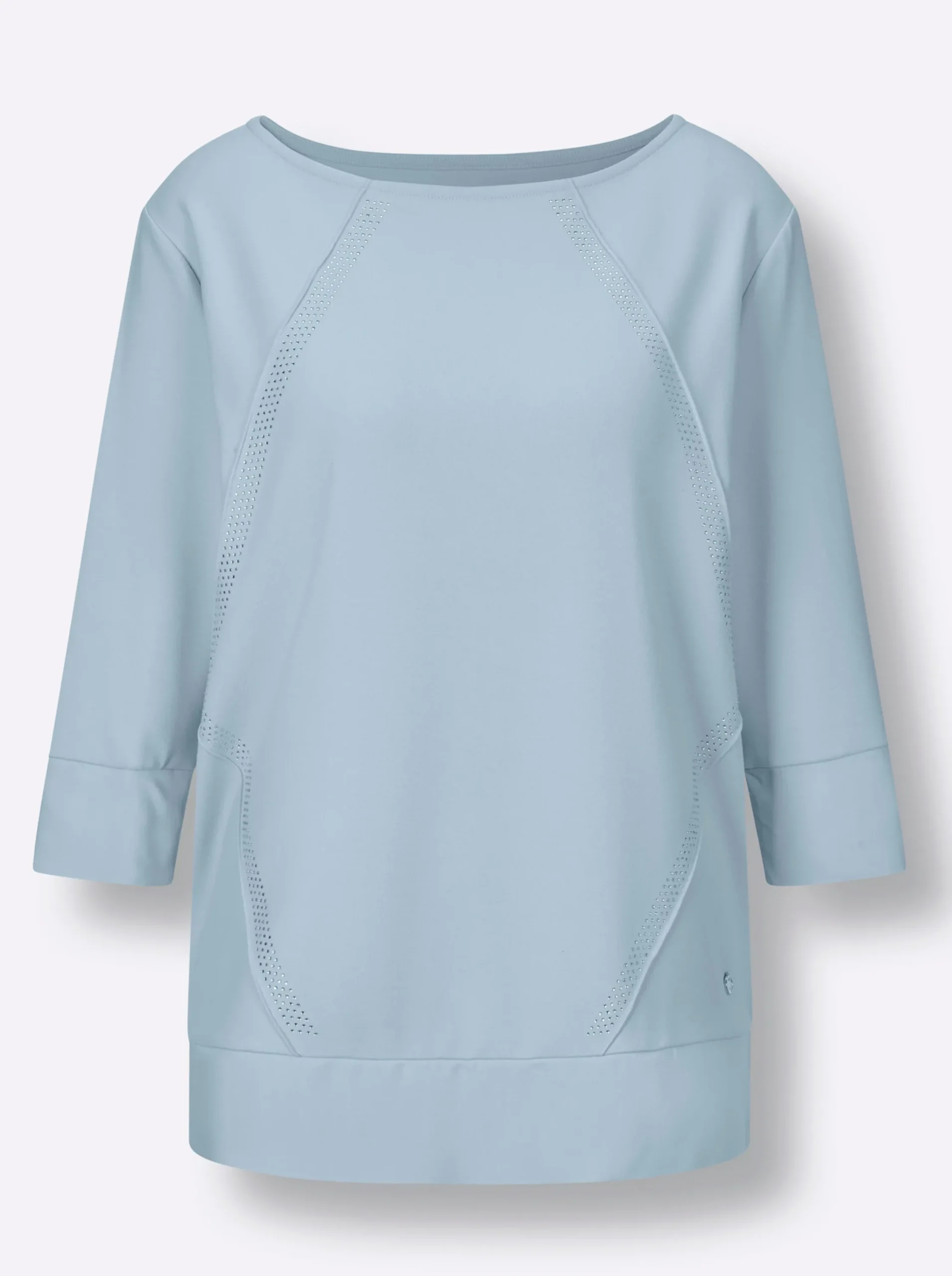 Pullover|Shirts|CREATION L PREMIUM Sweatshirt im Lagenlook mit Webbesatz hellblau