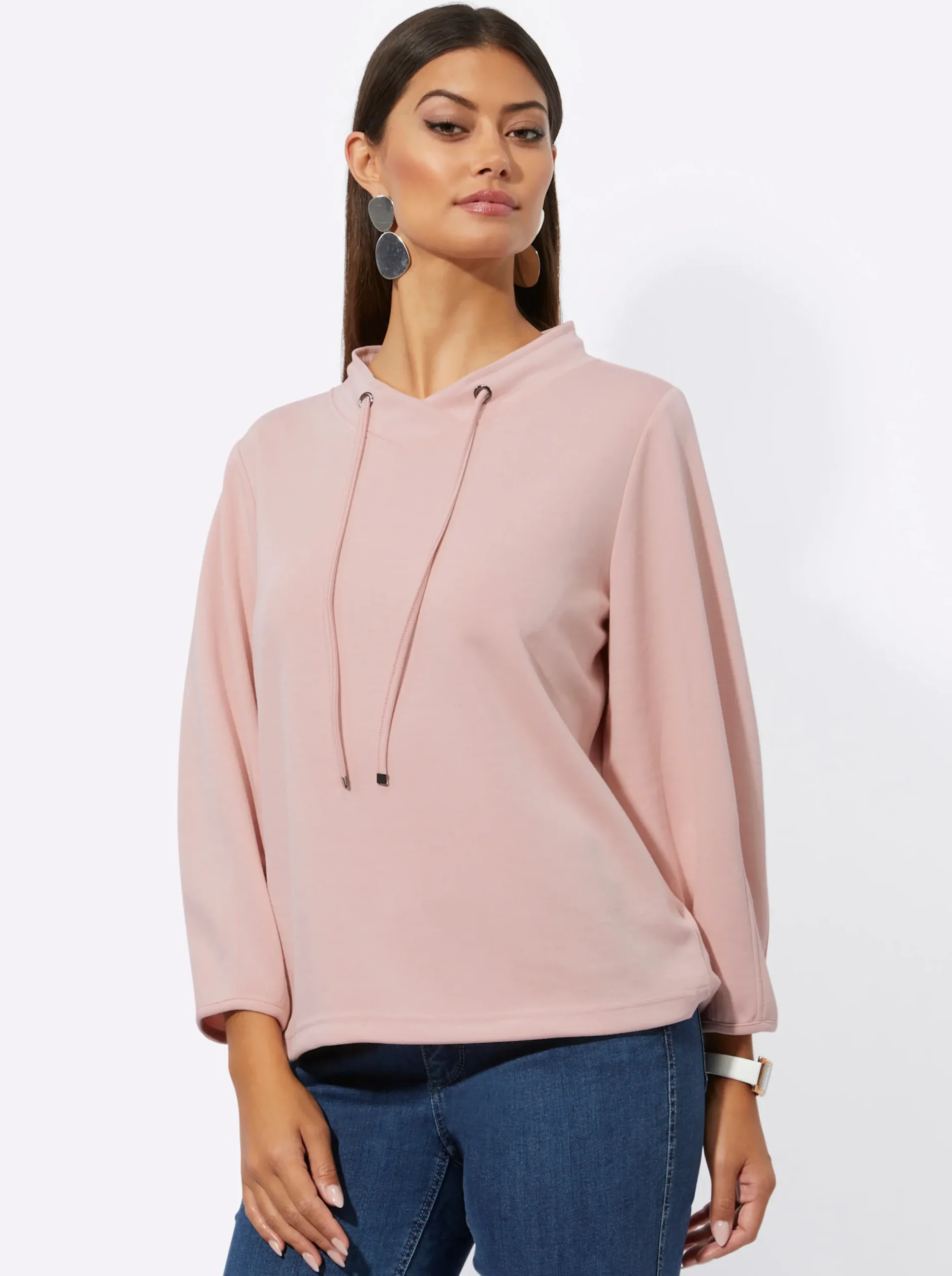 Pullover|Shirts| Sweatshirt im softweichen Modal-Mix puder