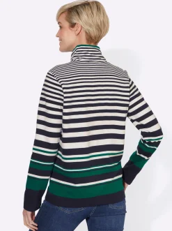 Pullover| Sweatshirt im Streifen-Dessin marine-dunkelgrün-gestreift