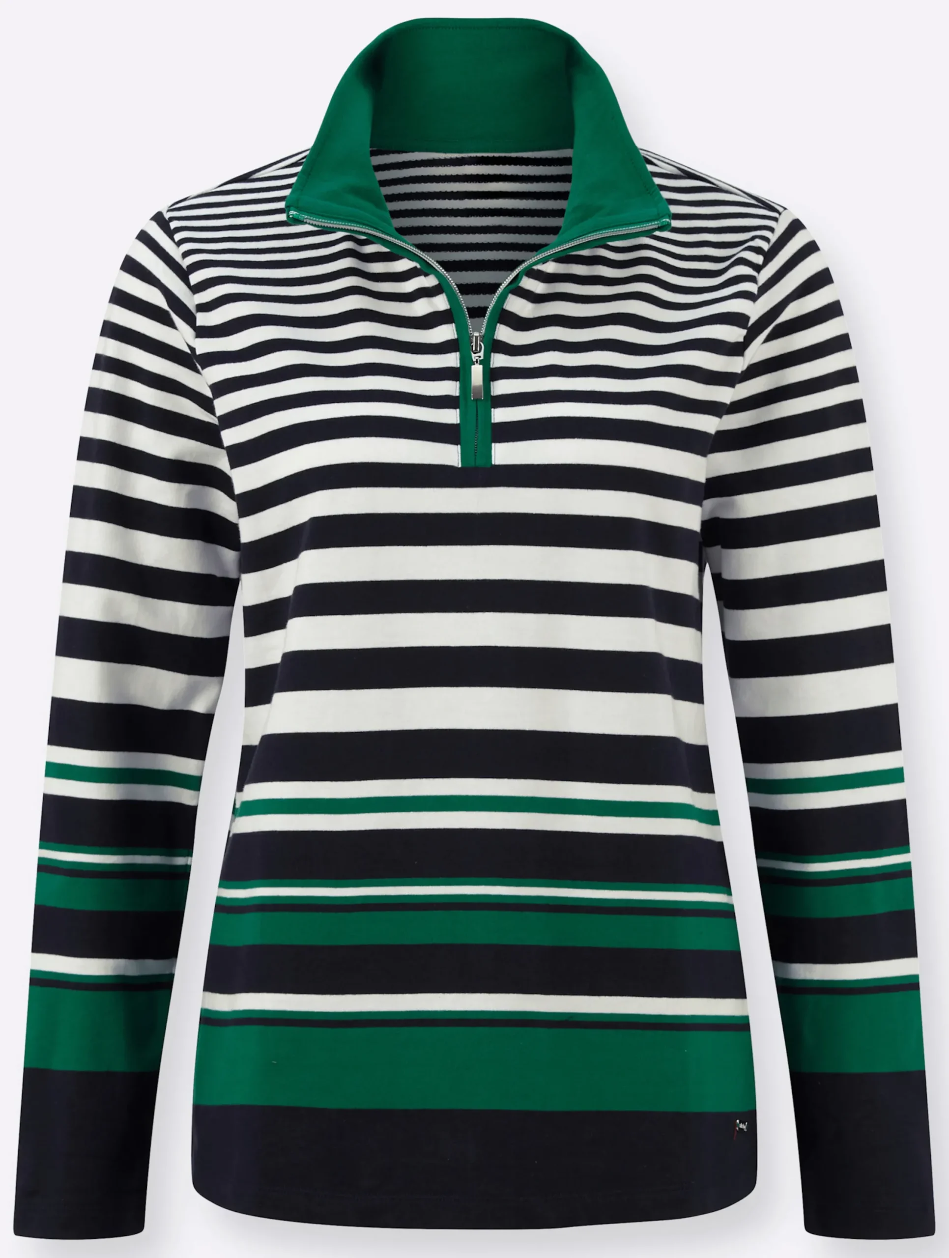 Pullover| Sweatshirt im Streifen-Dessin marine-dunkelgrün-gestreift