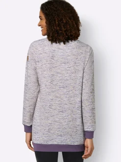 Shirts| Sweatshirt in Longform feige-weiß-meliert