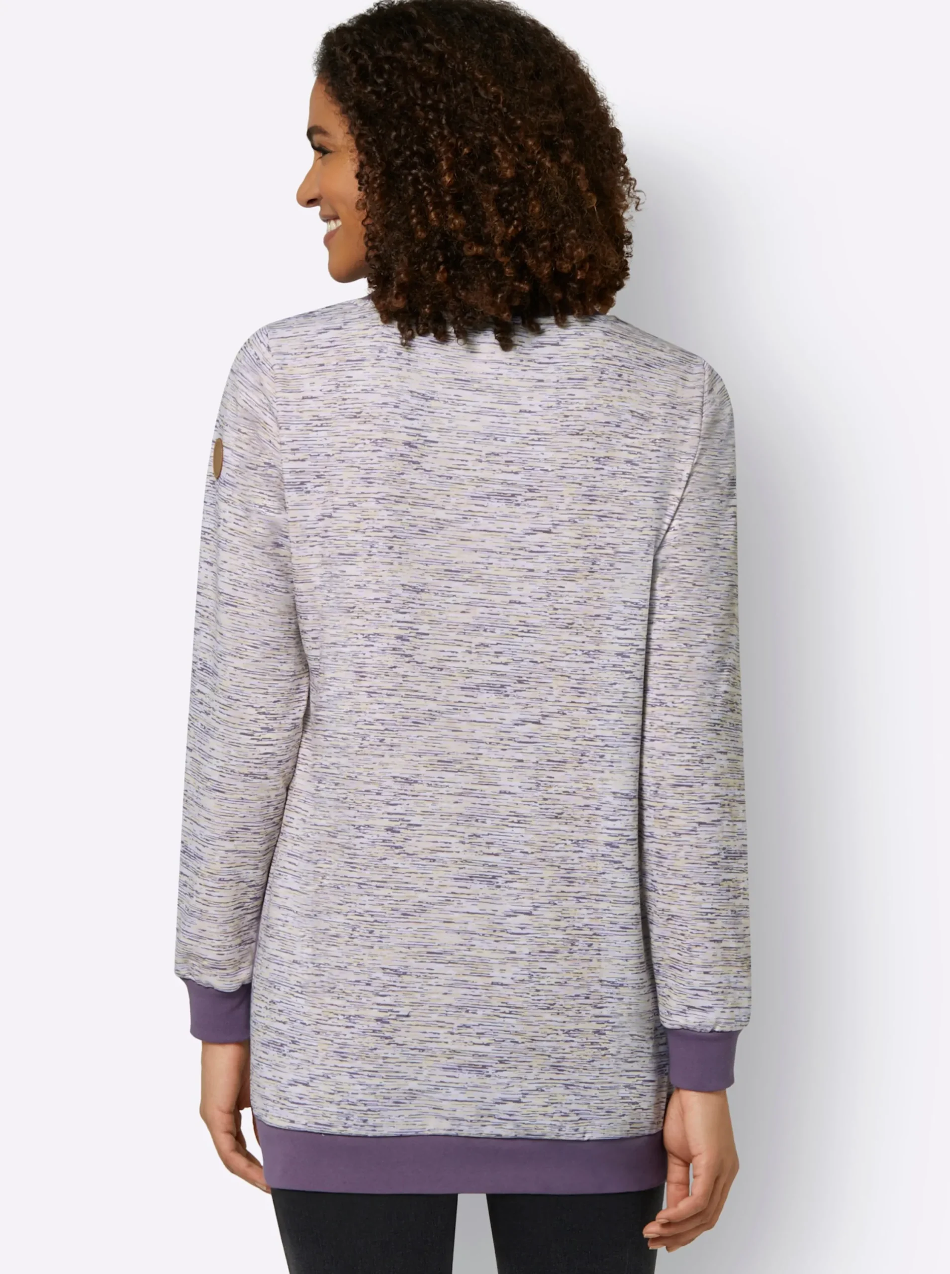 Shirts| Sweatshirt in Longform feige-weiß-meliert