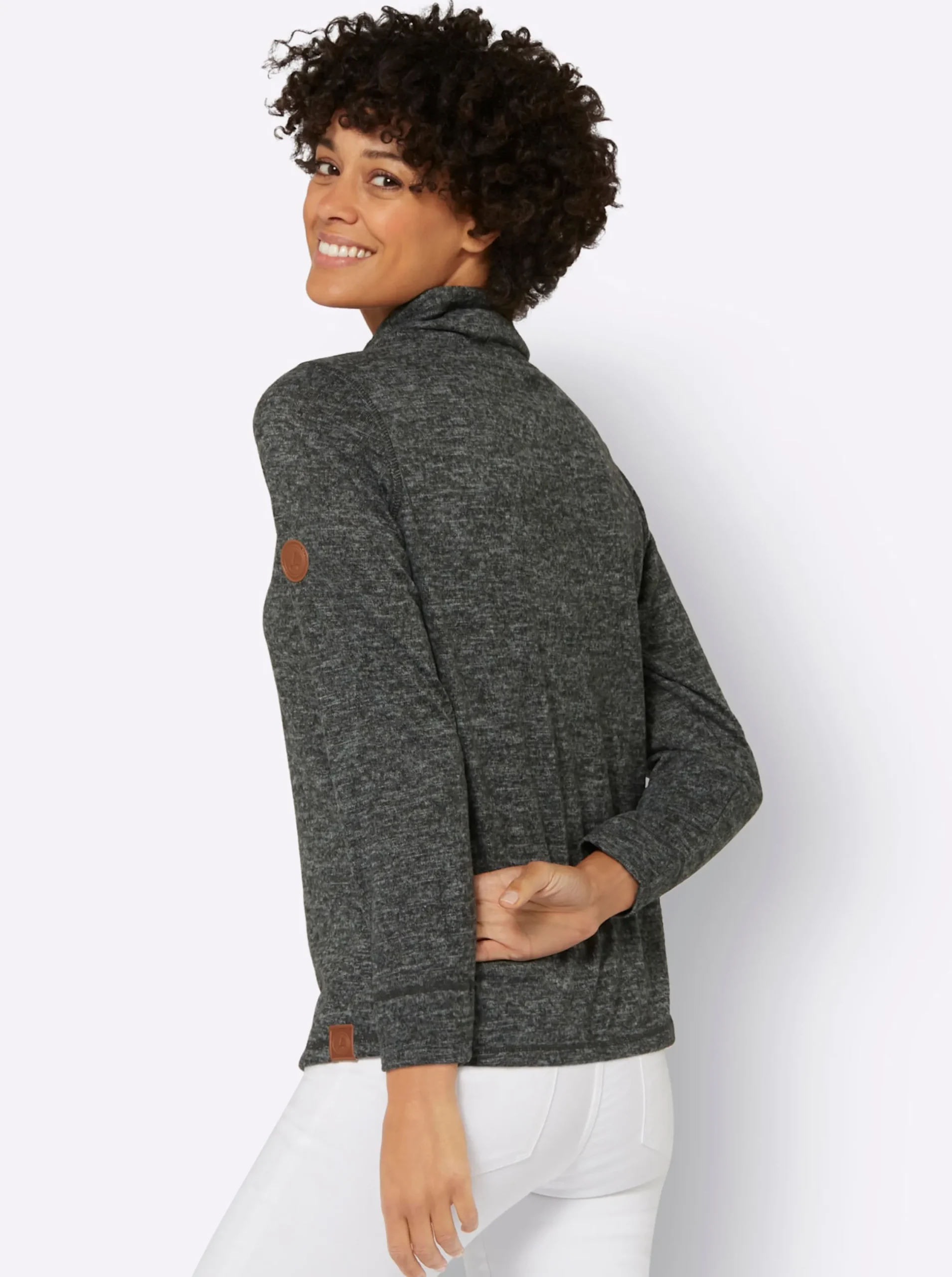 Pullover| Sweatshirt in Melange-Optik graphit-grau-meliert