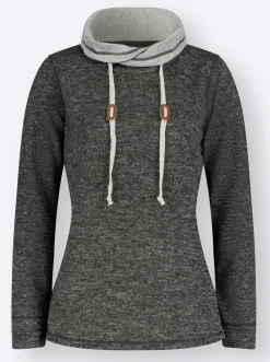 Pullover| Sweatshirt in Melange-Optik graphit-grau-meliert