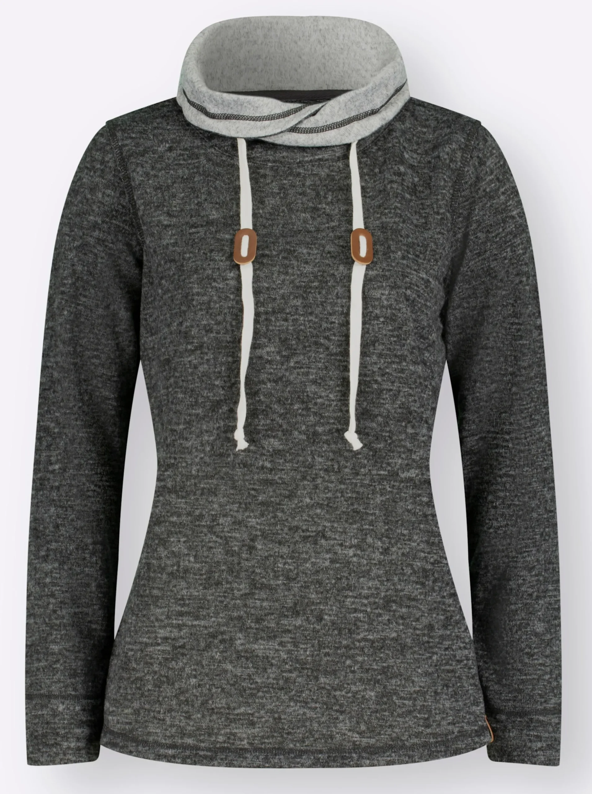 Pullover| Sweatshirt in Melange-Optik graphit-grau-meliert