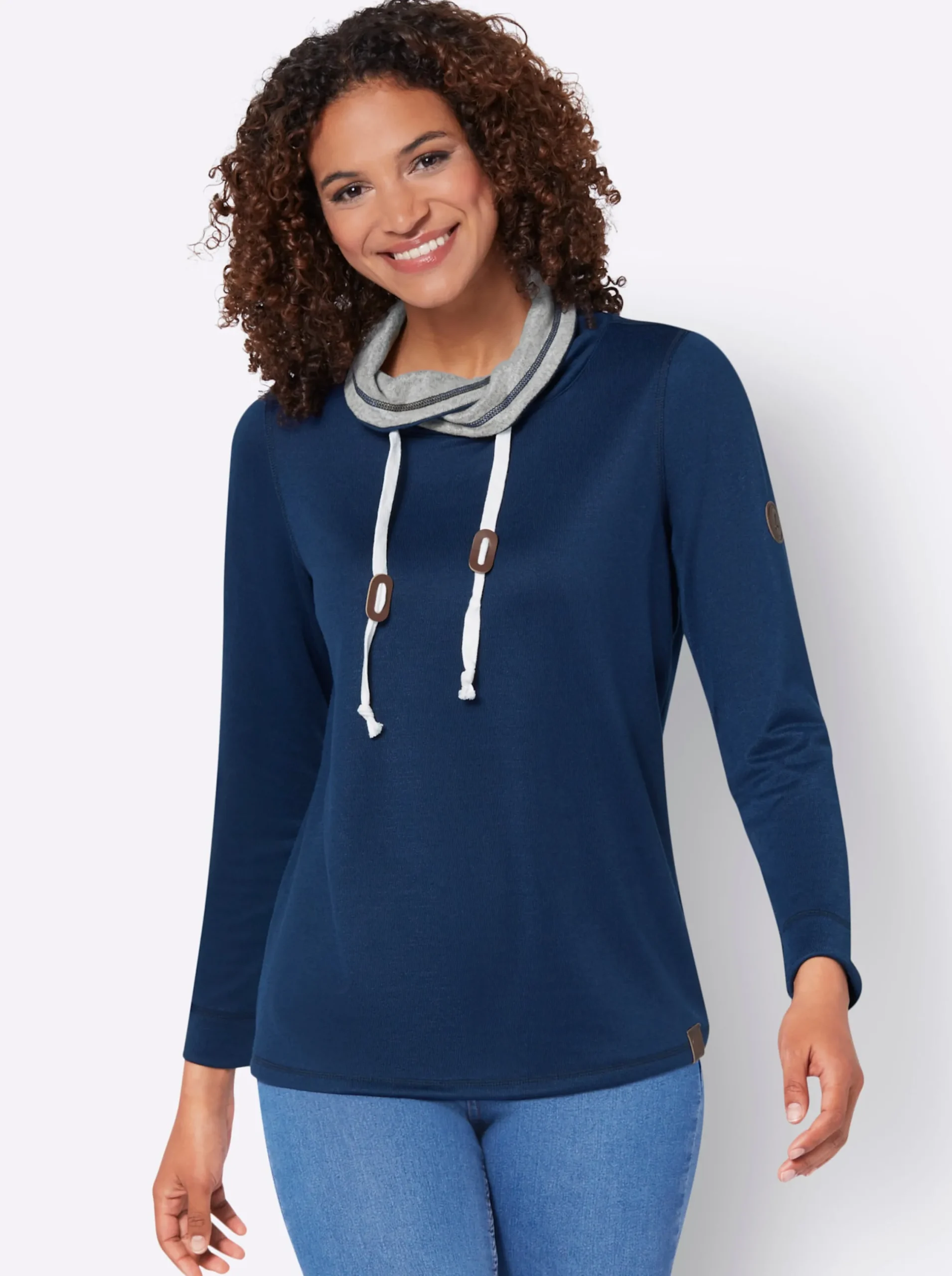 Shirts| Sweatshirt in Melange-Optik dunkelblau