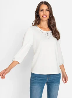 Pullover|heine Sweatshirt in Viskose-Stretch-Qualität ecru